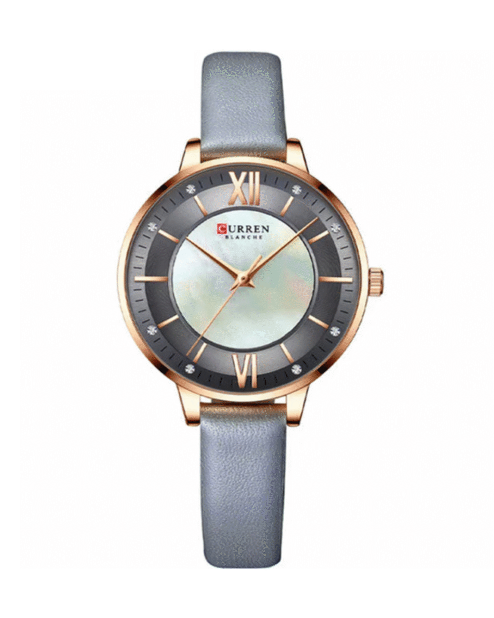 CURREN C9080 Gray Leather Ladies Watch