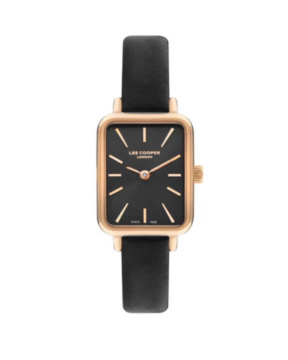 Lee Cooper Women’s Rose Gold & Black Leather Watch LC07814.451