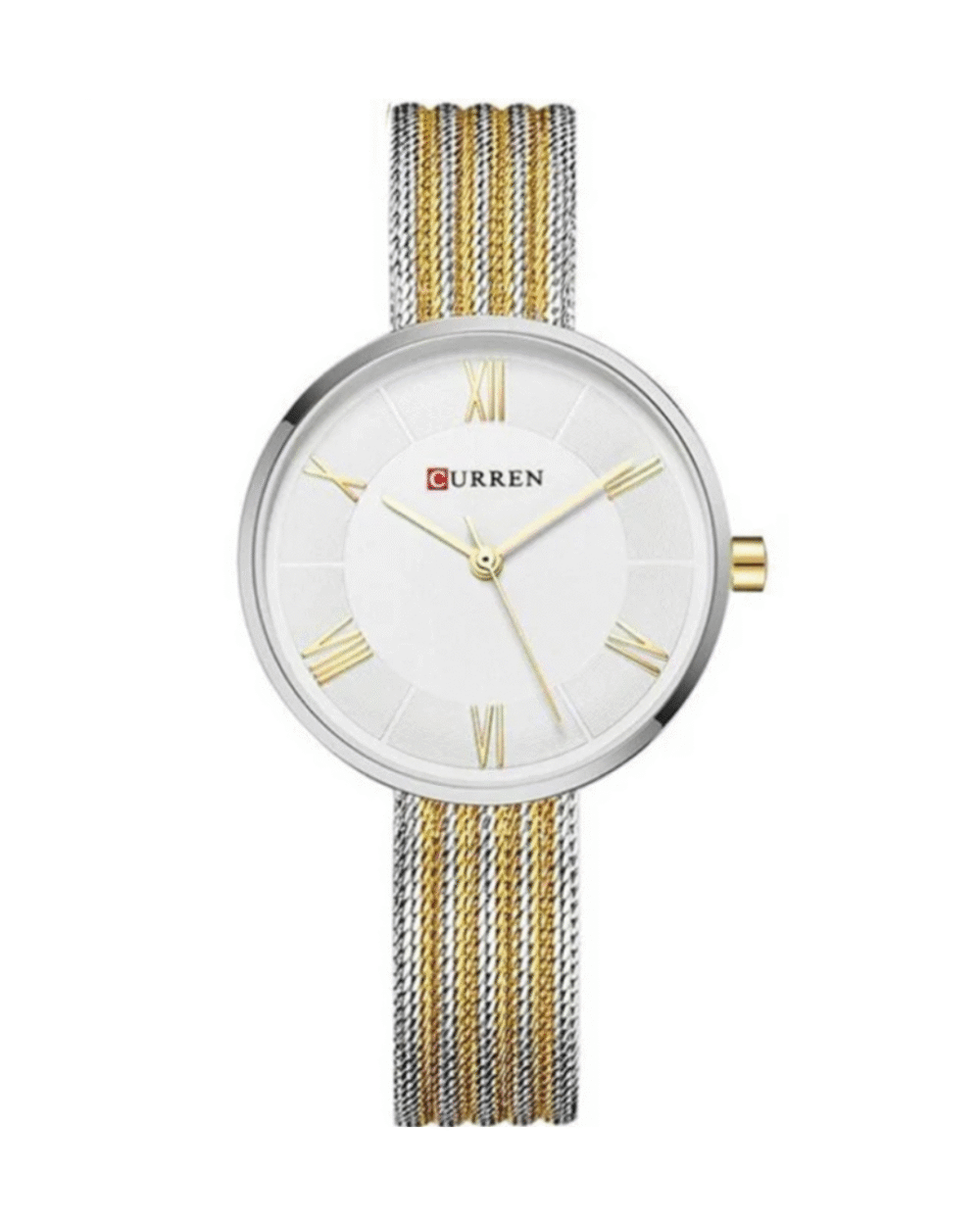 CURREN C9020 Women’s Two-Tone Mesh Watch White Dial