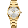 CURREN C9095 Women’s Elegant Gold Stainless Steel Watch with White Dial & Box