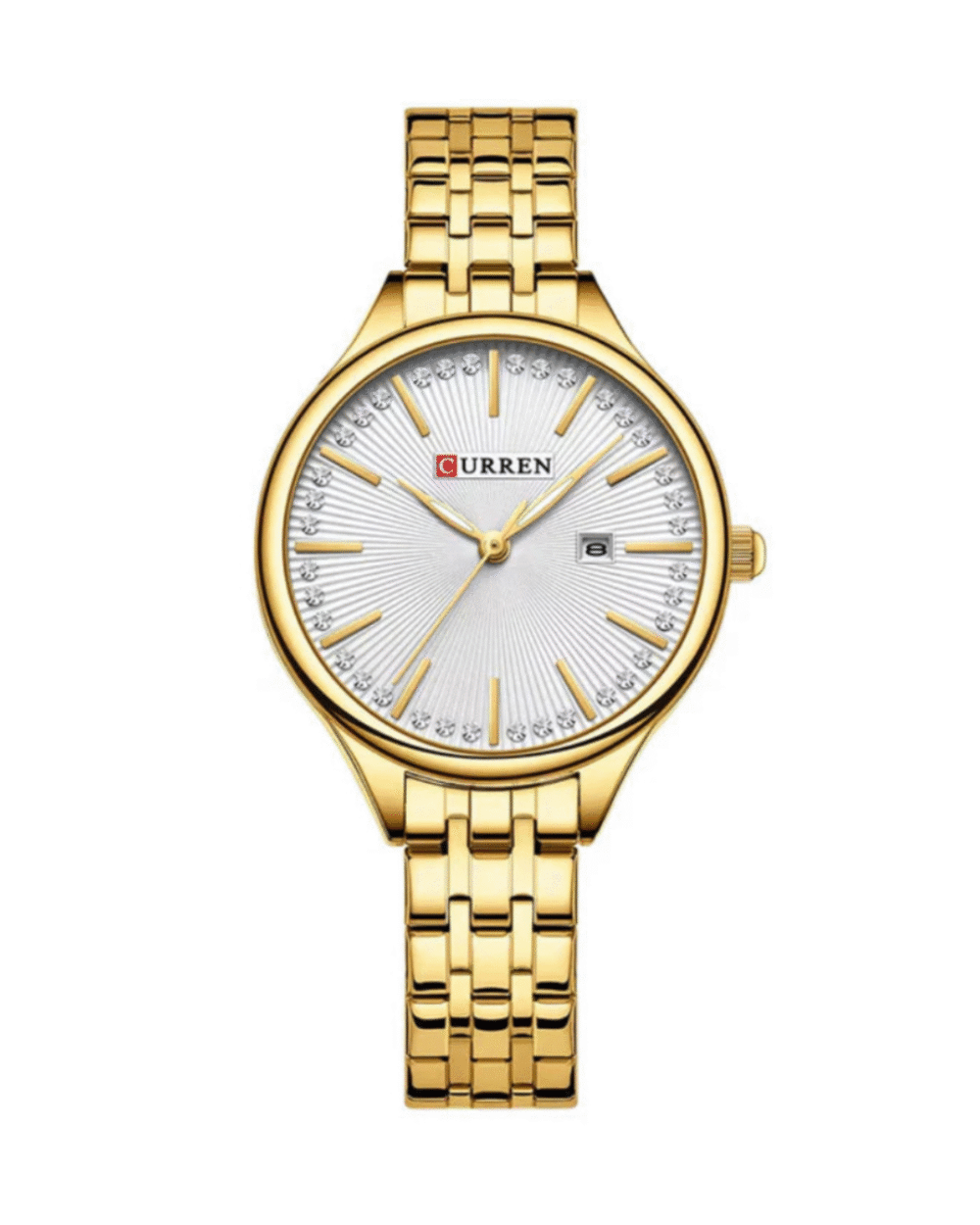 CURREN C9099 Women’s Stainless Steel Watch Gold Strap with White Dial