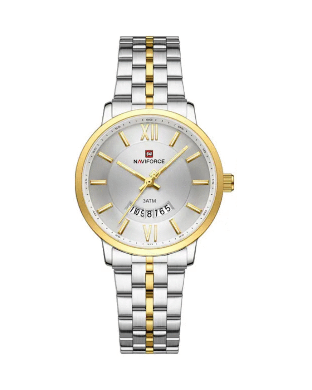Naviforce NF9238 Ladies Two-Tone White Dial Watch