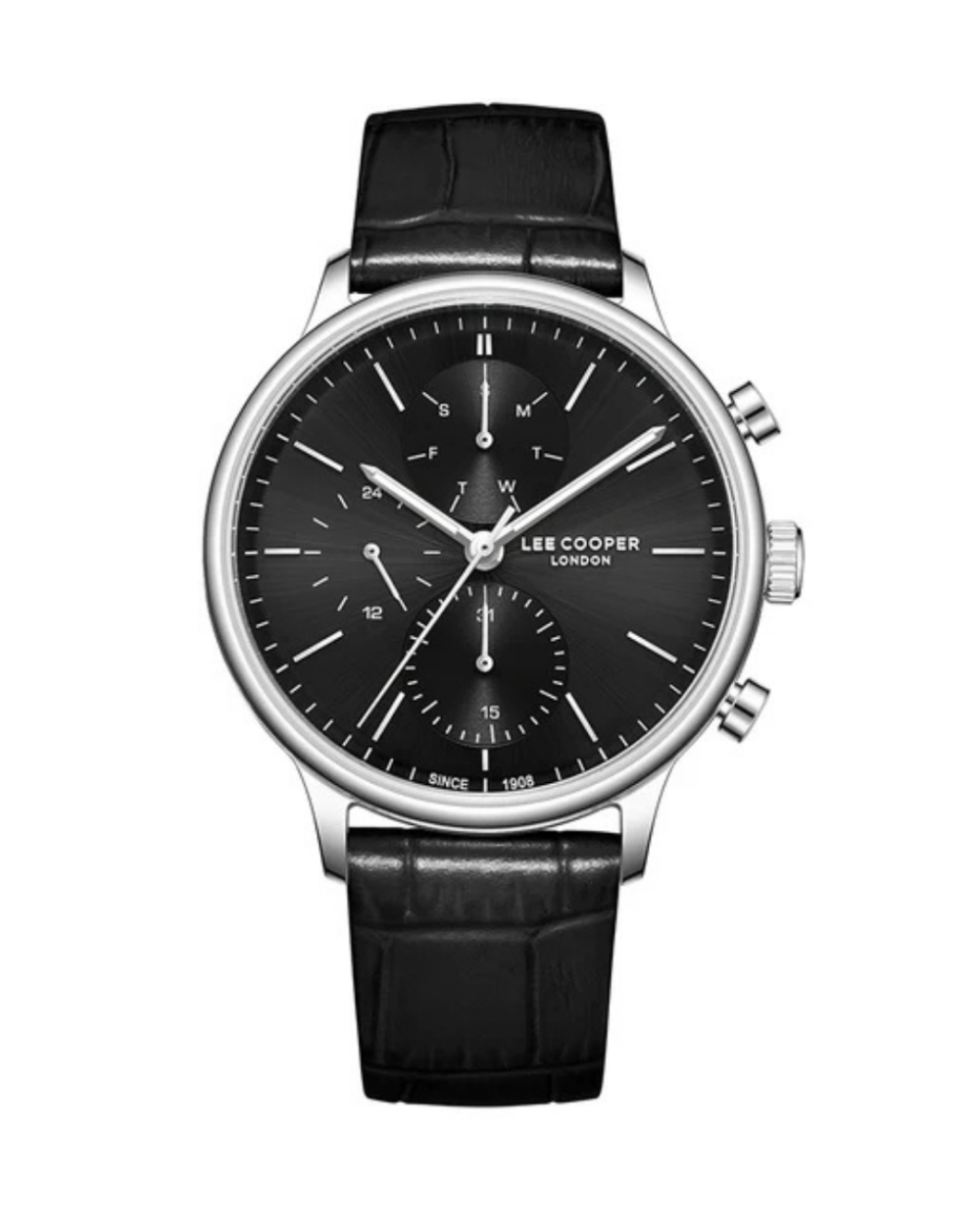 Lee Cooper LC08333.351 Men’s Black Dial Leather Strap Multifunction Watch