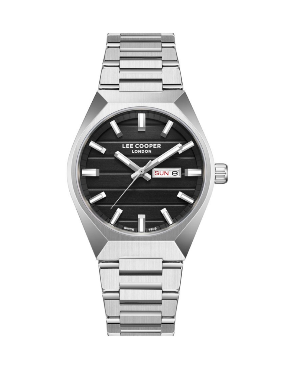 Lee Cooper LC08363.350 Men’s Black Dial Stainless Steel Day-Date Watch